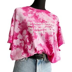 Hand dyed and printed the future is inclusive tee